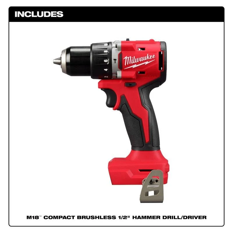 Milwaukee 3602-20 M18 Compact Brushless 1/2in Hammer Drill/Driver - Image 3