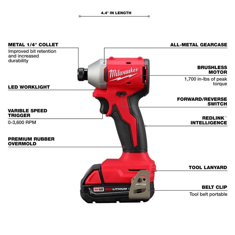 Milwaukee 3692-22CT M18 Compact Brushless 2-Tool Combo Kit - Image 7