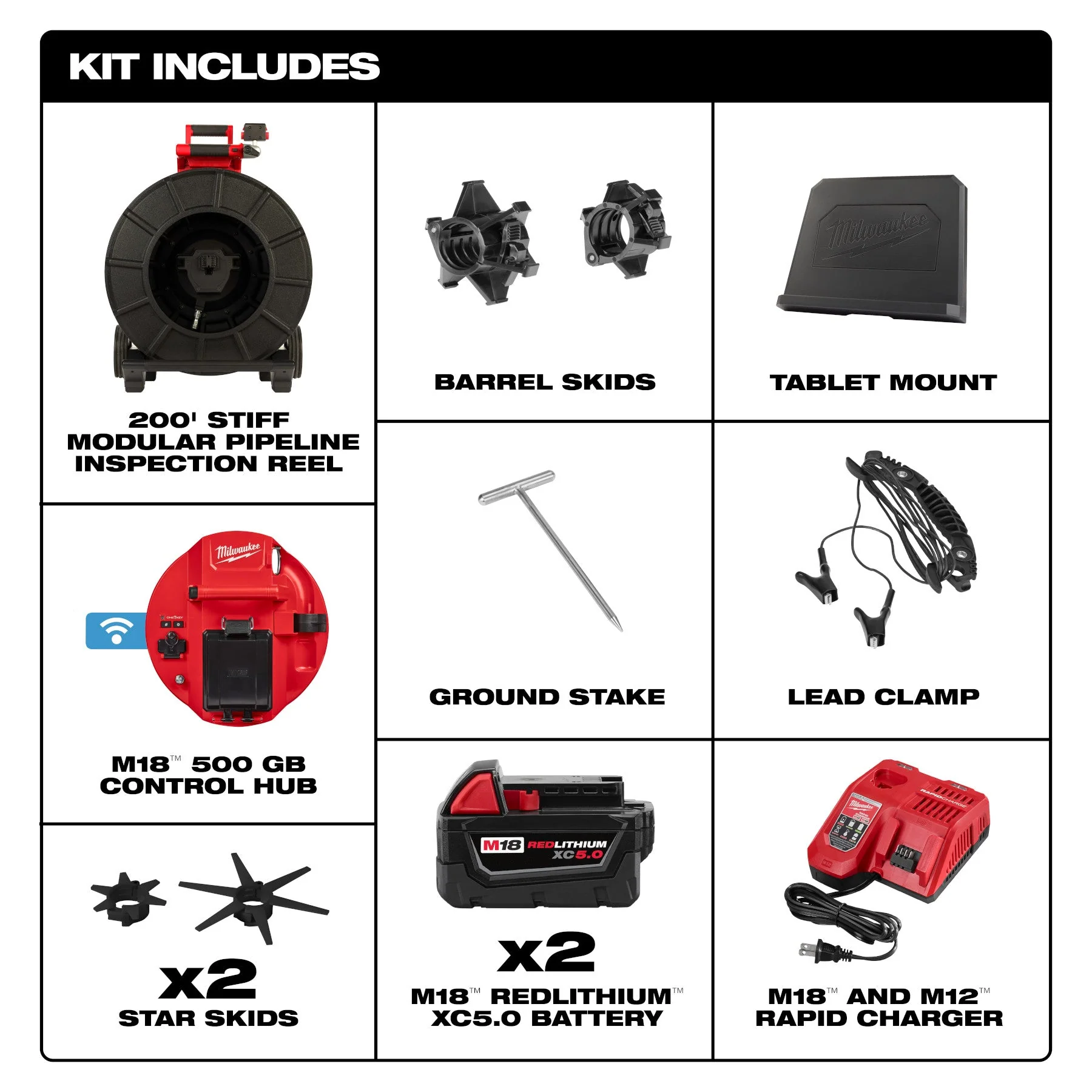 Milwaukee 3974-22 M18™ 200’ Stiff Modular Pipeline Inspection System - Image 2