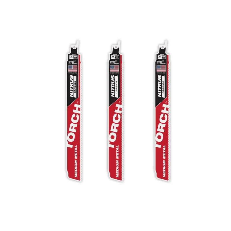 Milwaukee 48-00-6352 Sawzall Blades, Nitrus CARBIDE Teeth For Medium Metal - 3 Pack - Image 2