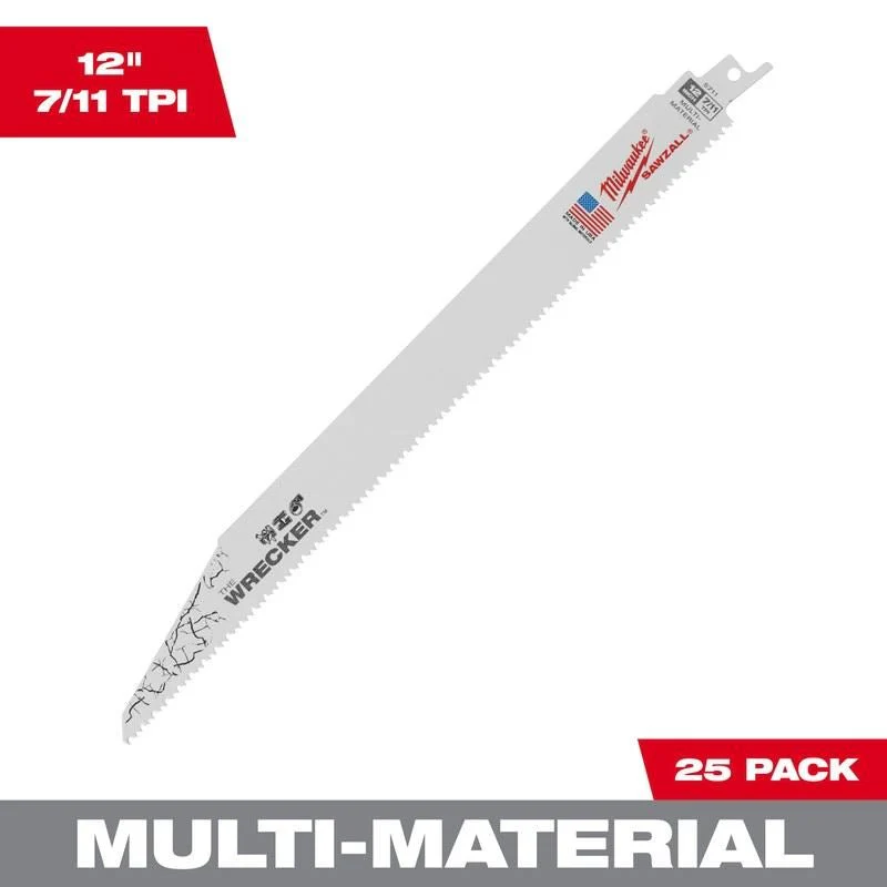Milwaukee 48-00-8711 WRECKER Multi-Material SAWZALL Blade 12in 7/11TPI - 25pk