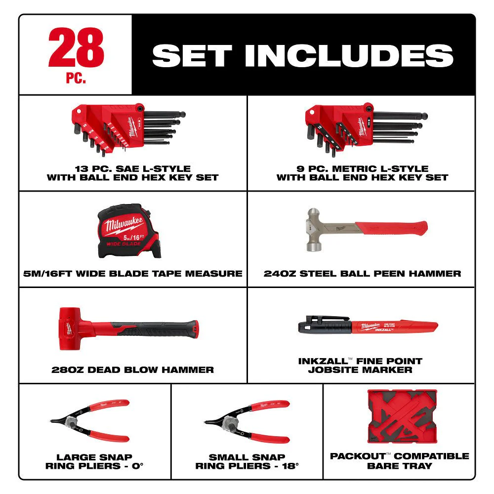 Milwaukee 48-22-0161 28pc. Hex Key & Hammer Set with Tray for PACKOUT™ Drawers - Image 2