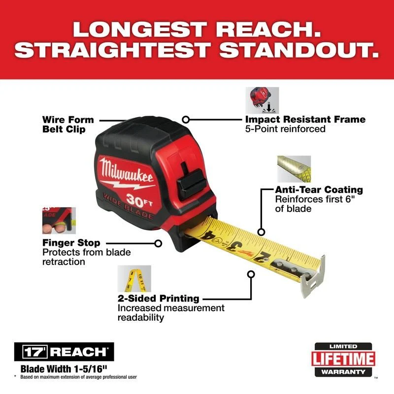 Milwaukee 48-22-0230 30FT Wide Blade Tape Measure - Image 5