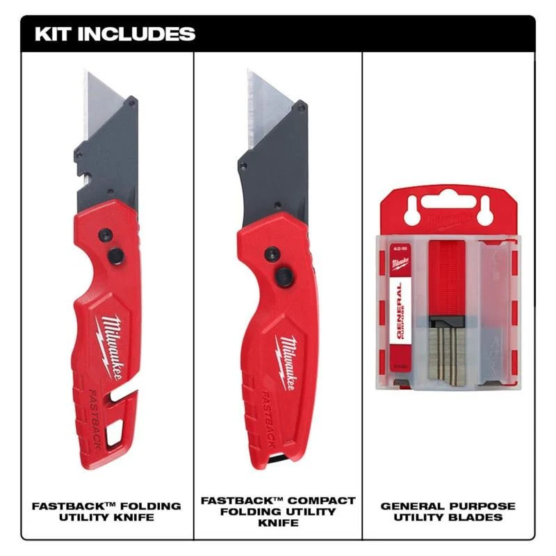 Milwaukee 48-22-1501GX FASTBACK and FASTBACK Compact Flip Utility Knife w/ 50 Blades - Image 2