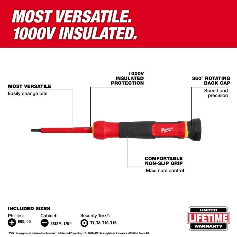 Milwaukee 48-22-2217 8-in-1 1000V Insulated Precision Multi-Bit Screwdriver - Image 15
