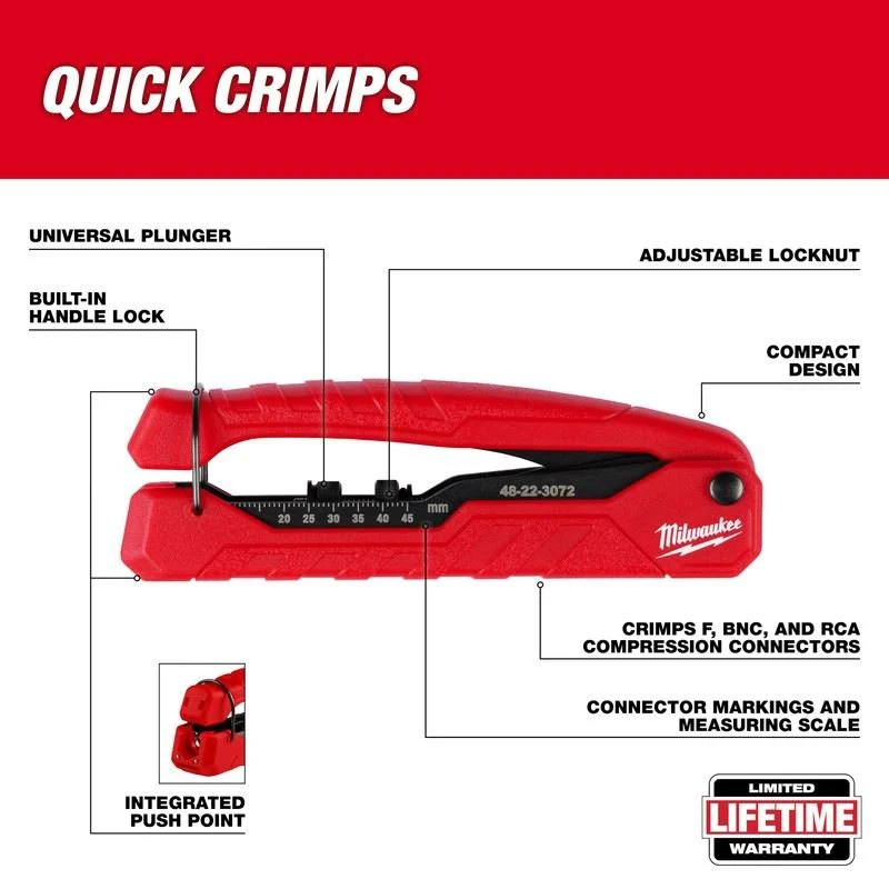 Milwaukee 48-22-3072 Coax Compression Crimper - Image 9