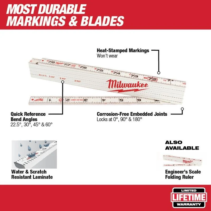 Milwaukee 48-22-3801 Composite Folding Rule - Image 2