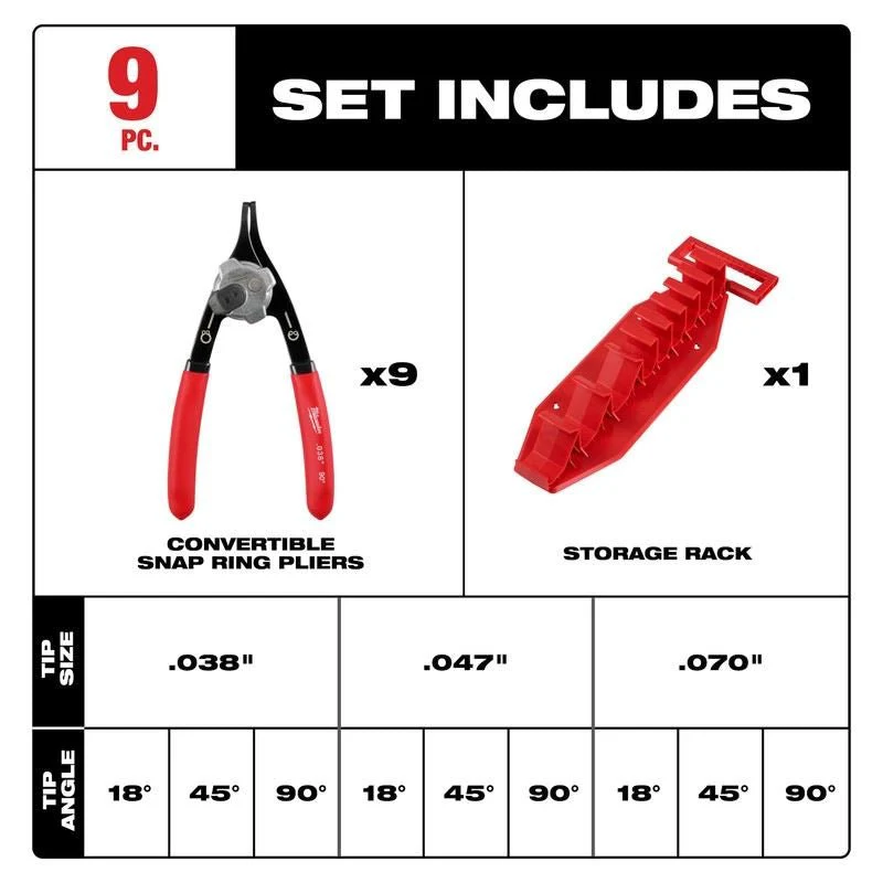 Milwaukee 48-22-6539 9PC Snap Ring Pliers Set - Image 11