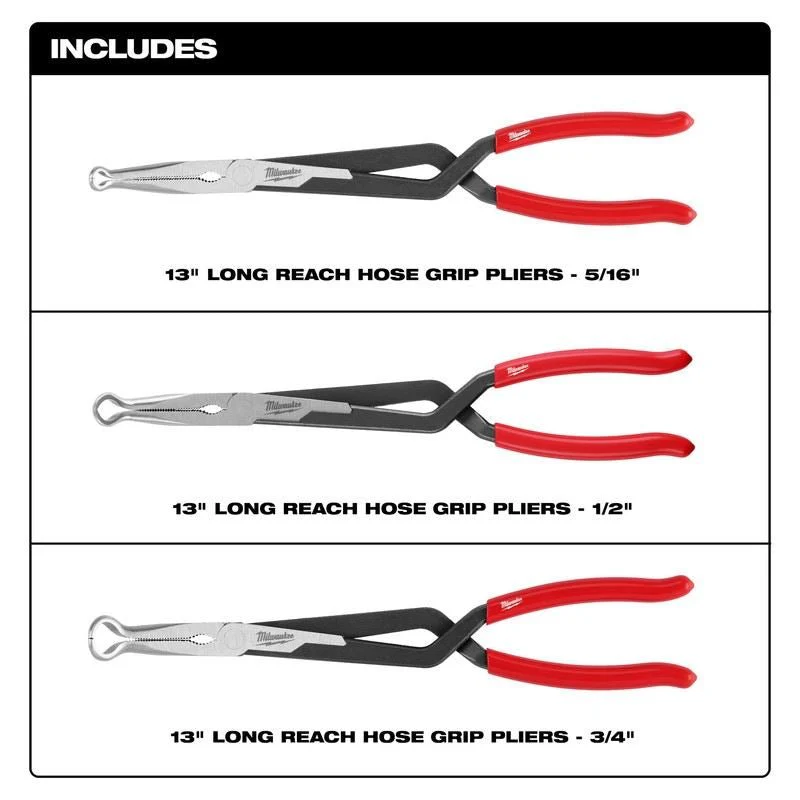 Milwaukee 48-22-6563 3PC Long Reach Hose Grip Pliers Set - Image 3