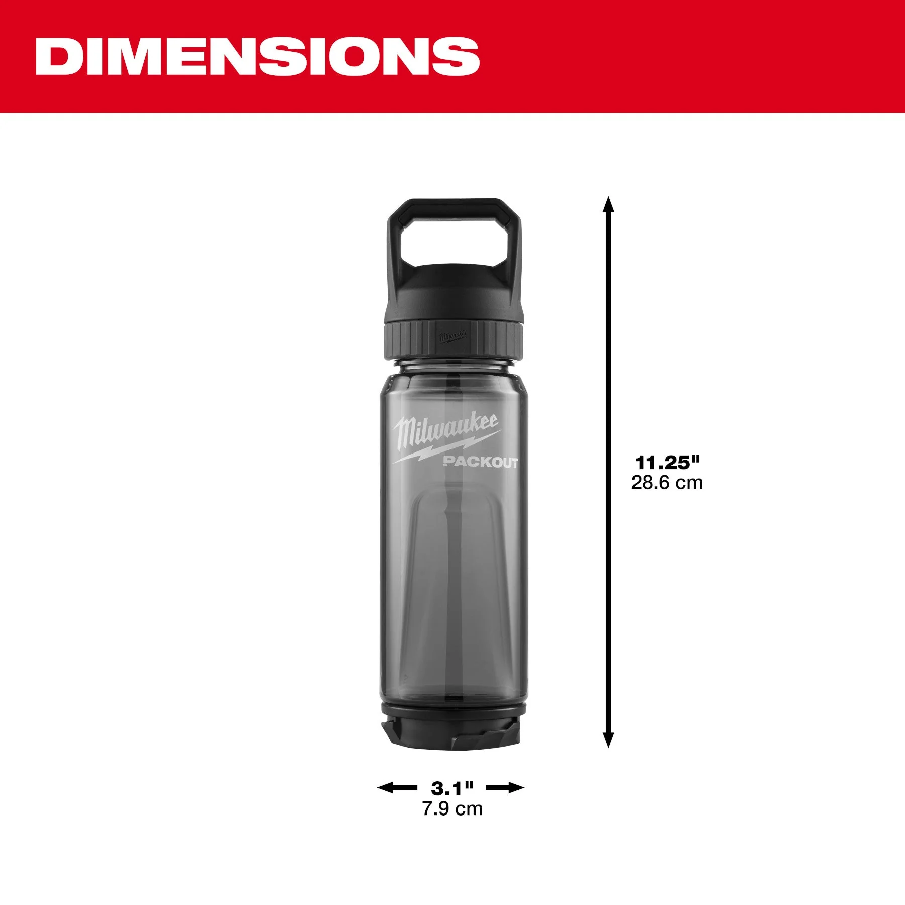 Milwaukee 48-22-8371B 25oz PACKOUT™ Bottle with Chug Lid -Black - Image 4