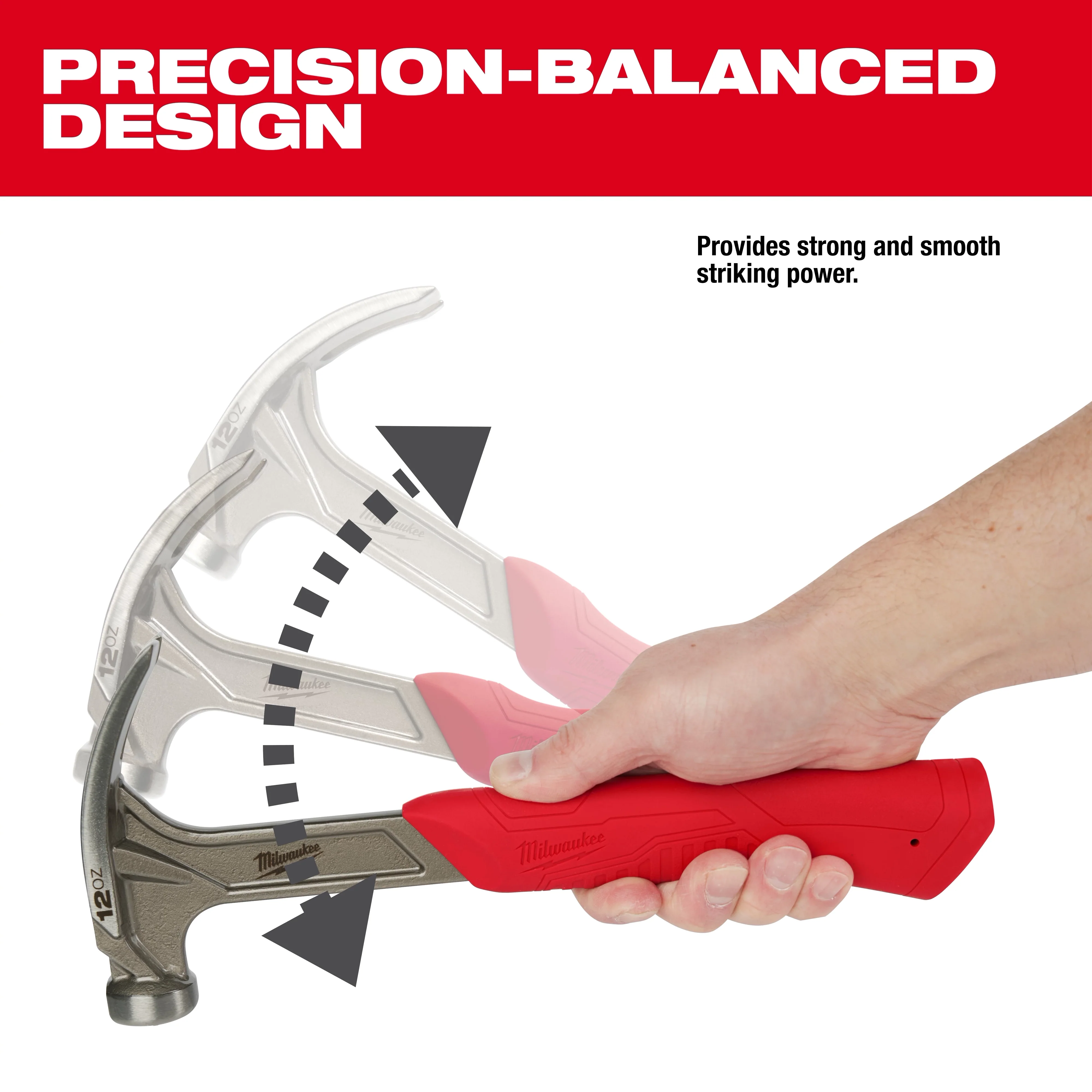 Milwaukee 48-22-9019 12 oz. Smooth Face Hybrid Claw Finish Hammer - Image 5