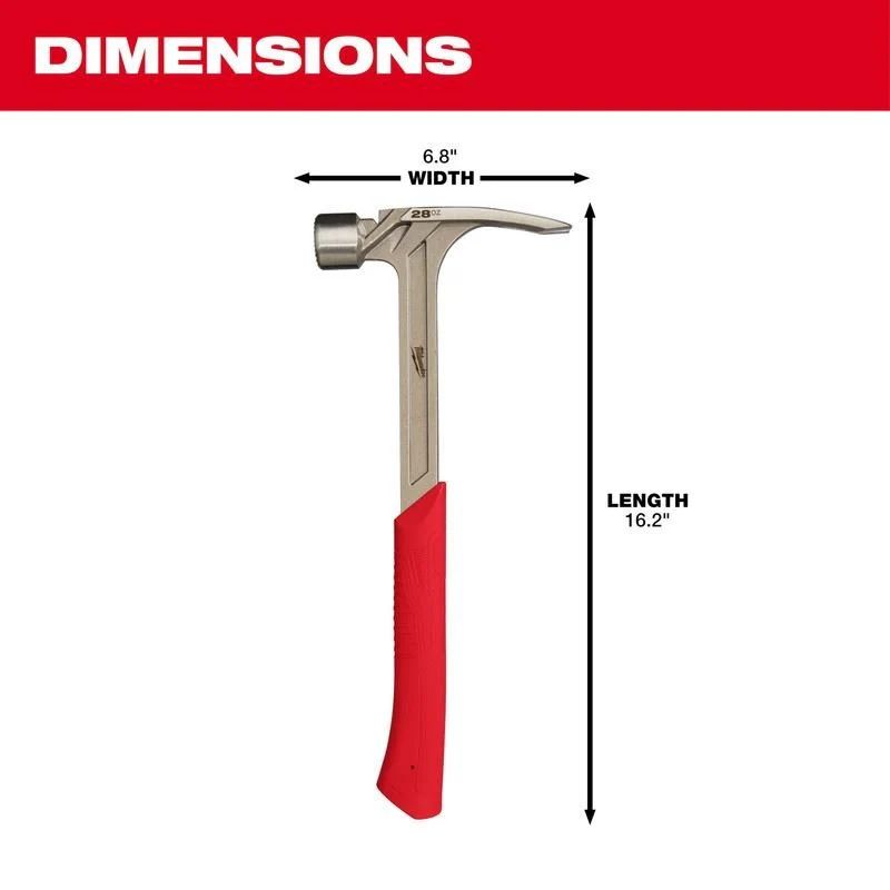 Milwaukee 48-22-9029 28oz Milled Face Framing Hammer - Image 6