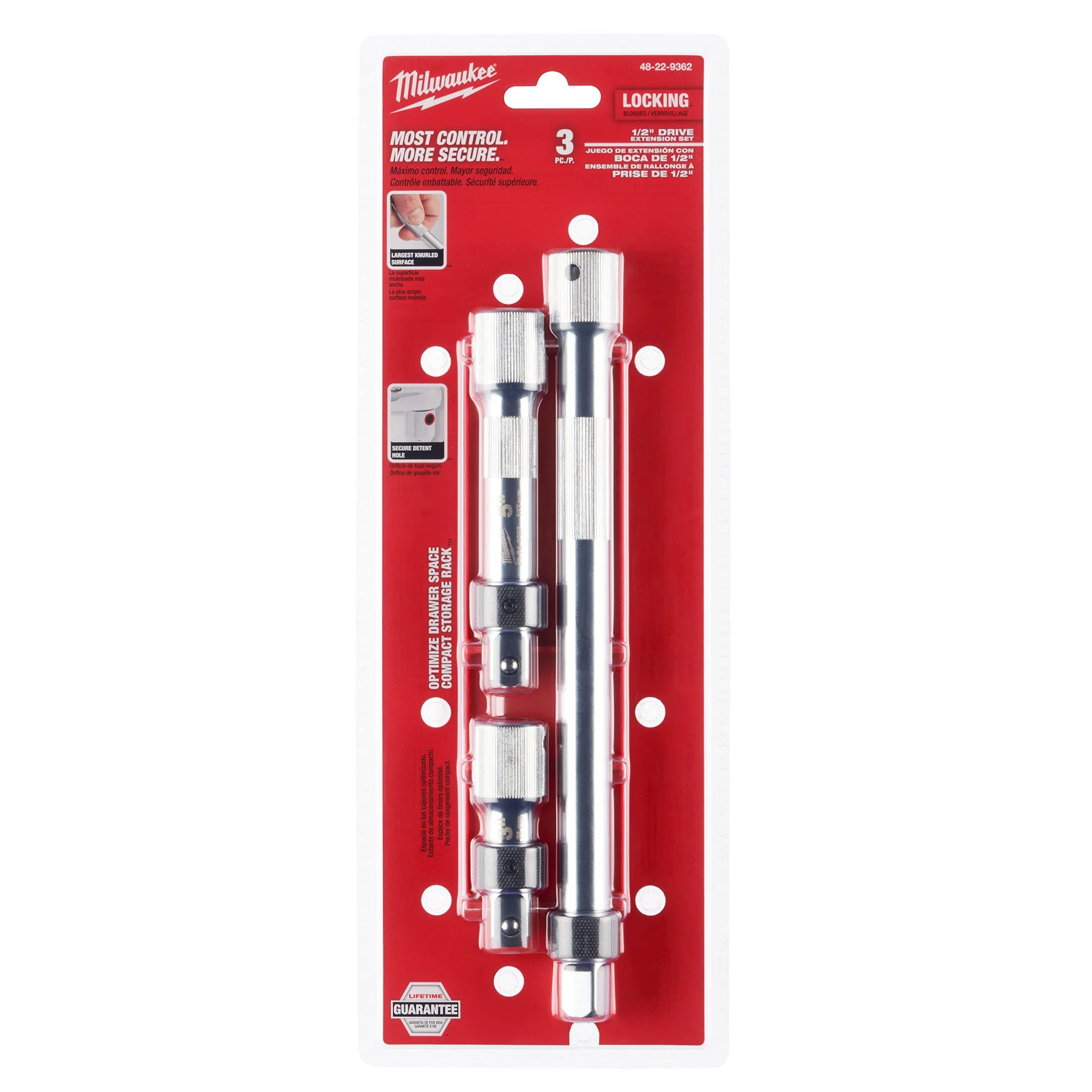 Milwaukee 48-22-9362 3pc 1/2” Drive Locking Extension Set - Image 2