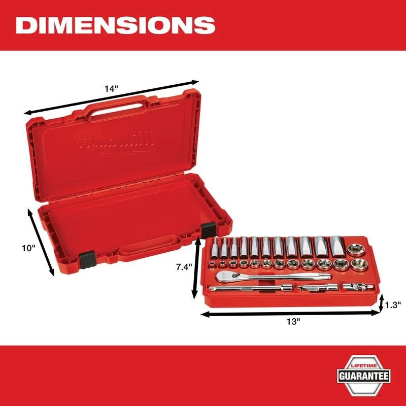 Milwaukee 48-22-9408 3/8in Drive 28pc Ratchet and Socket Set- SAE - Image 8