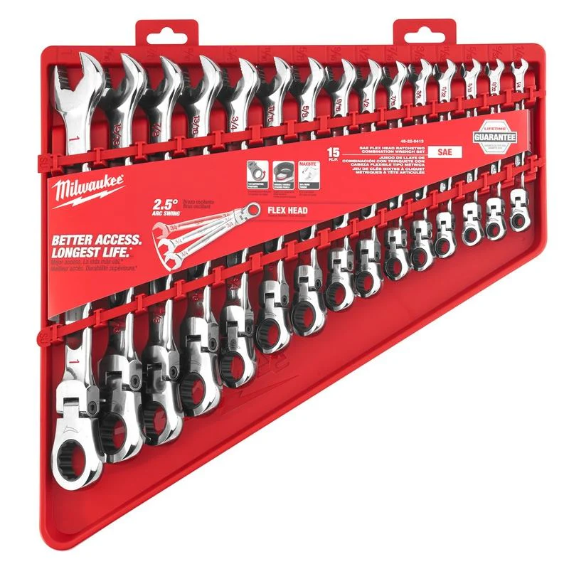 Milwaukee 48-22-9413 15pc Flex Head Ratcheting Combination Wrench Set - SAE - Image 3