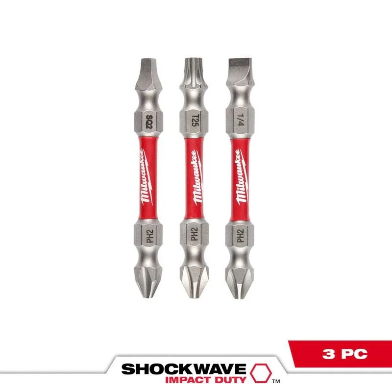 Milwaukee 48-32-4319 SHOCKWAVE Impact Duty PH2/SQ2/T25 Double Ended Bits 3PC - Image 3