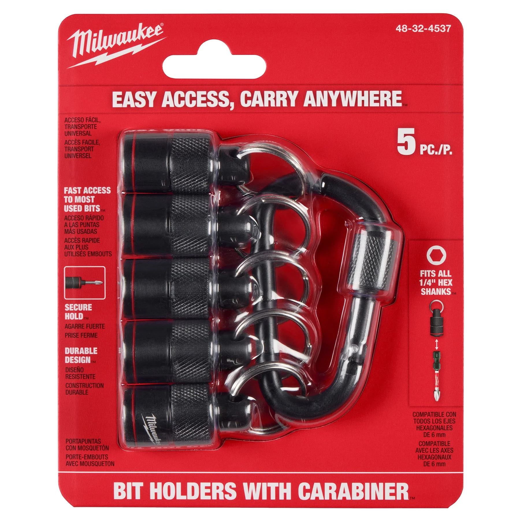 Milwaukee 48-32-4537 5PC Bit Holder with Carabiner - Image 5