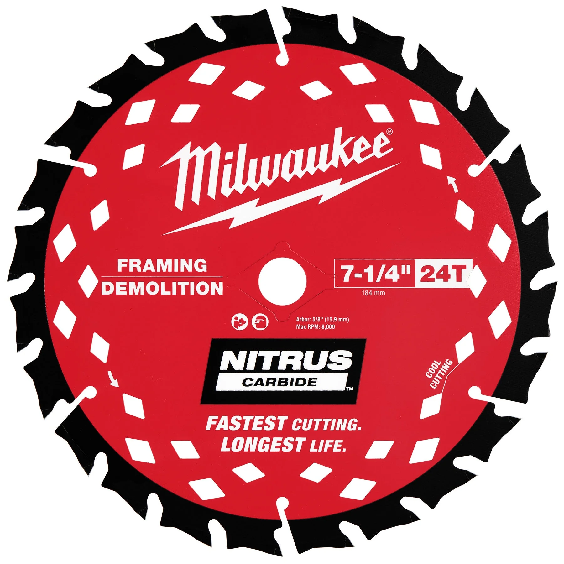 Milwaukee 48-41-0750 7-1/4” 24T NITRUS™ Carbide Framing & Demolition Circular Saw Blade - Image 5