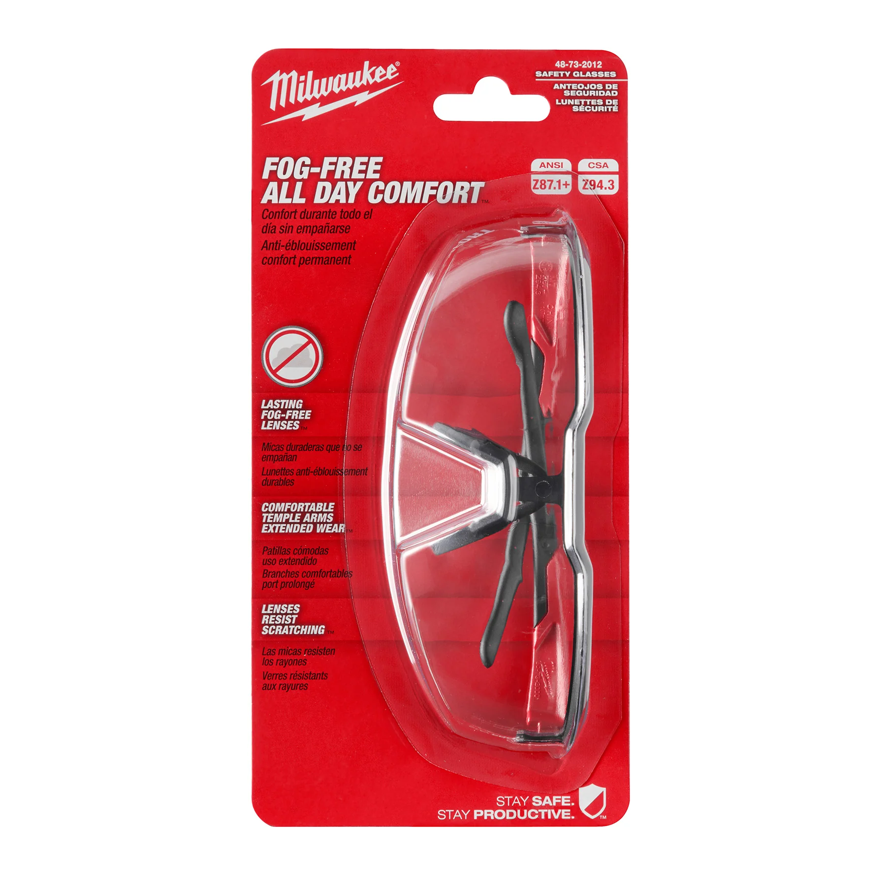 Milwaukee 48-73-2012 Safety Glasses - Clear Fog-Free Lenses - Image 2