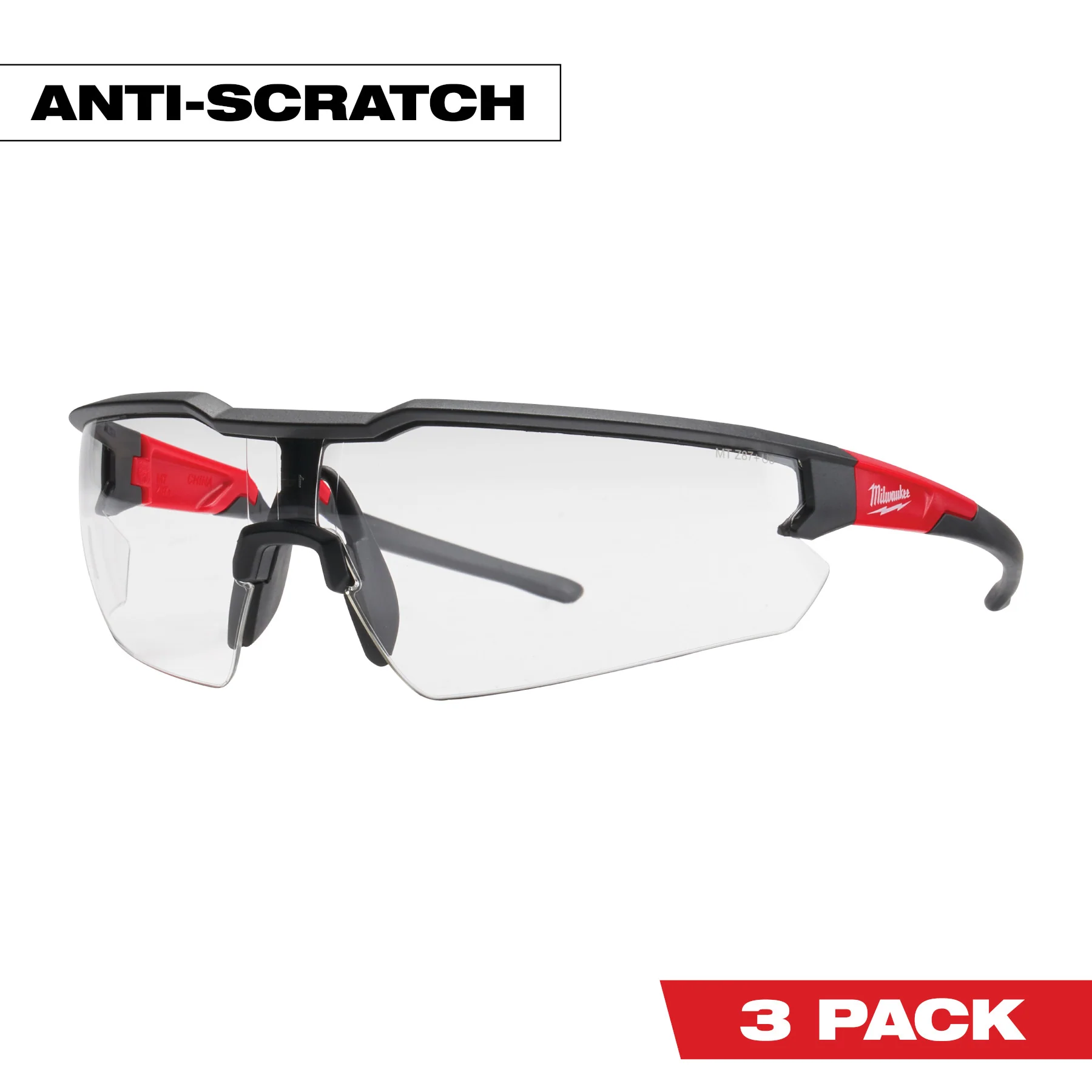 Milwaukee 48-73-2052 3PK Safety Glasses - Clear Anti-Scratch Lenses - Image 2