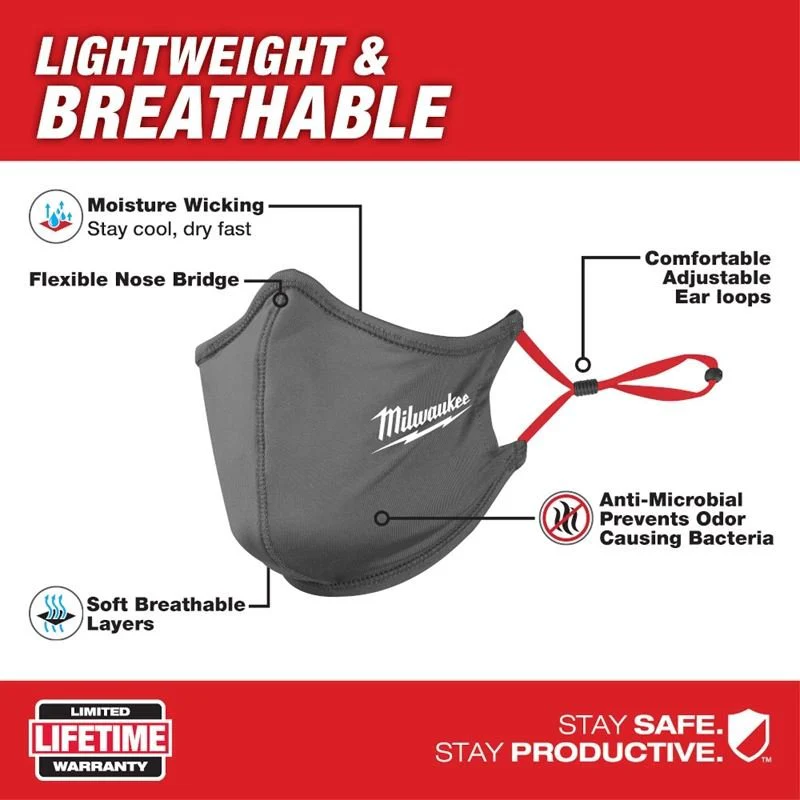 Milwaukee 48-73-4230 1PK GREY 2 LAYER FACE MASK - Image 2