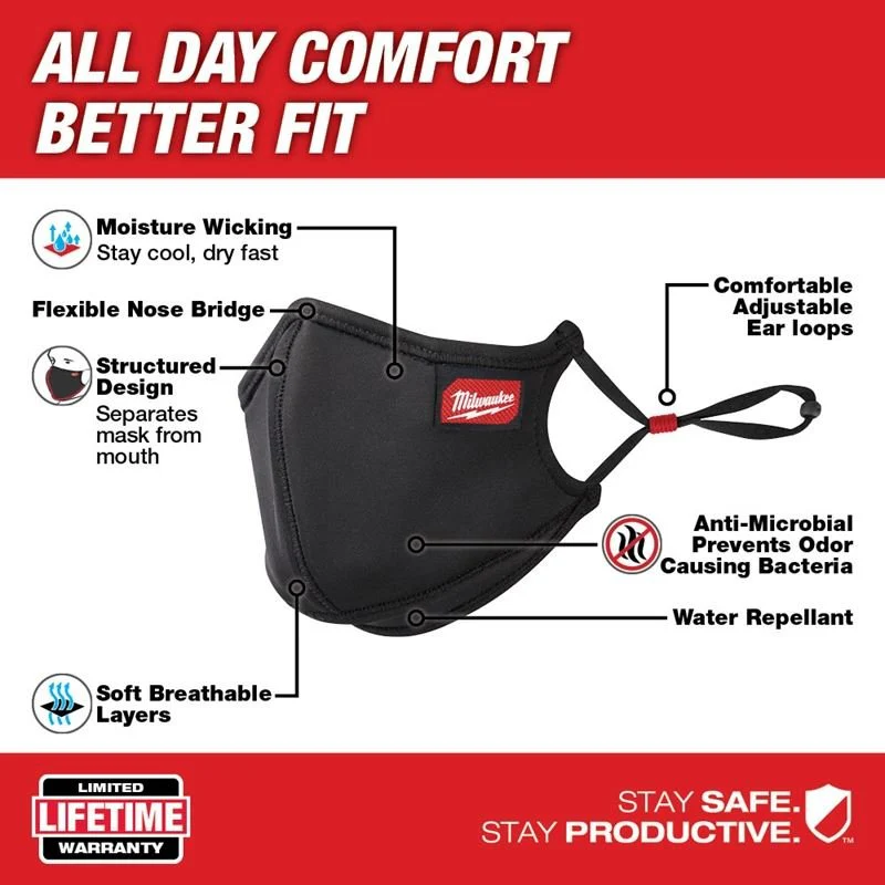 Milwaukee 48-73-4236 10PK S/M 3 LAYER PERFORMANCE FACE MASK - Image 2