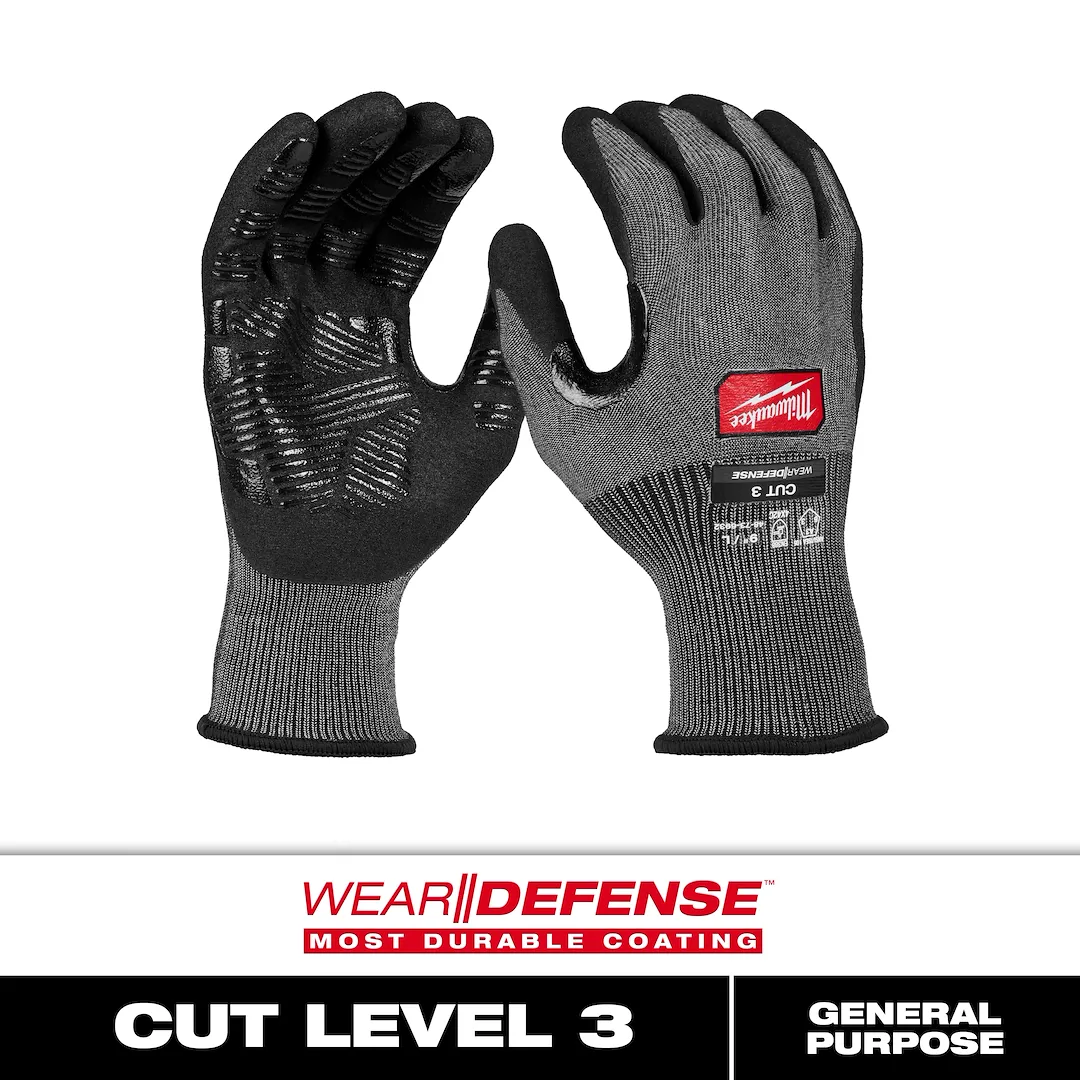 Milwaukee 48-73-6931 Cut Level 3 High Dexterity Nitrile Dipped Gloves with WEAR-DEFENSE™ Protection - Medium