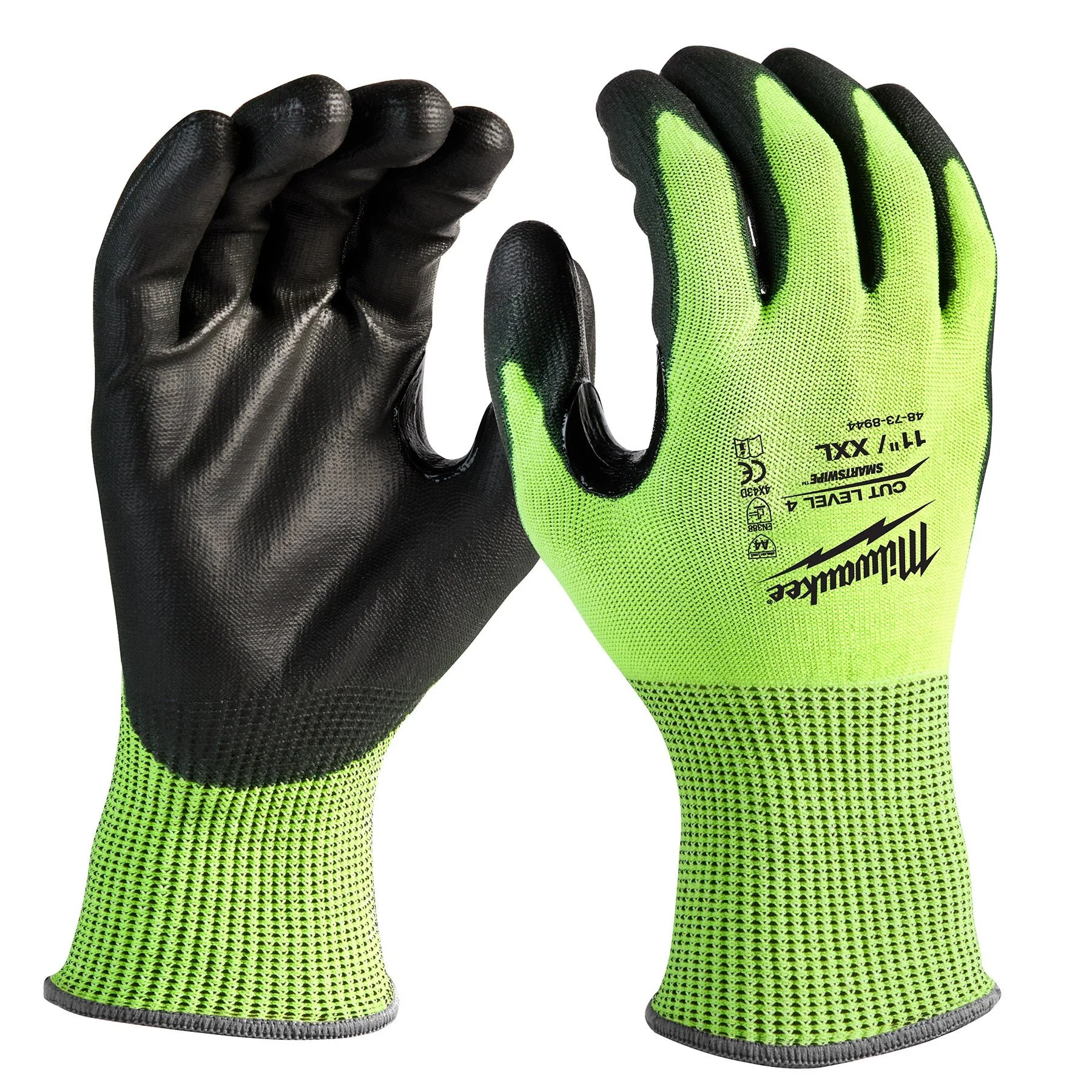Milwaukee 48-73-8944 High Visibility Cut Level 4 Polyurethane Dipped (2X-Large)