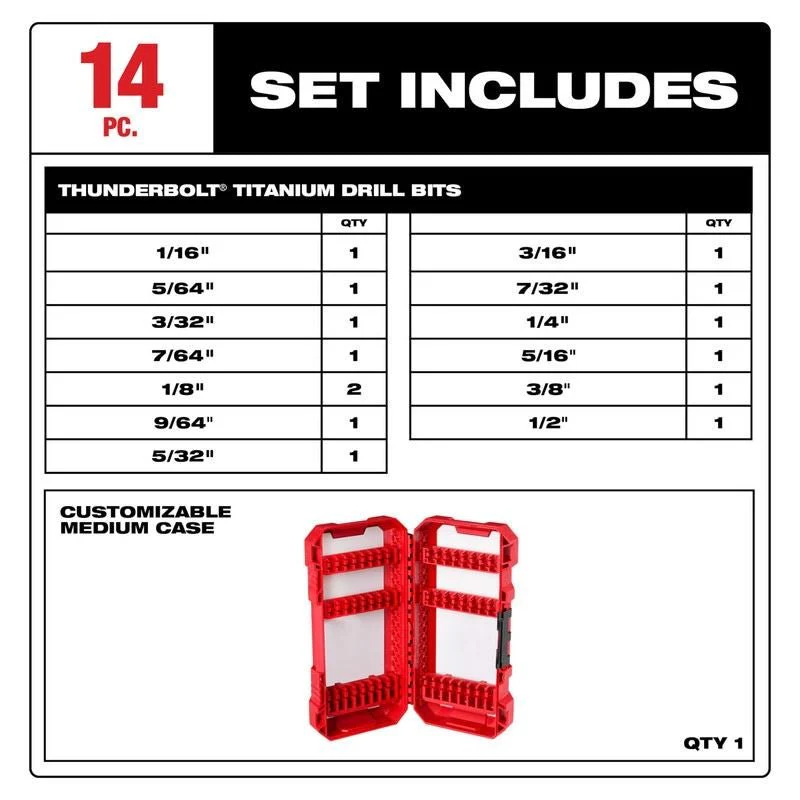 Milwaukee 48-89-0011 THUNDERBOLT Titanium Drill Bit Set - 14PC - Image 3