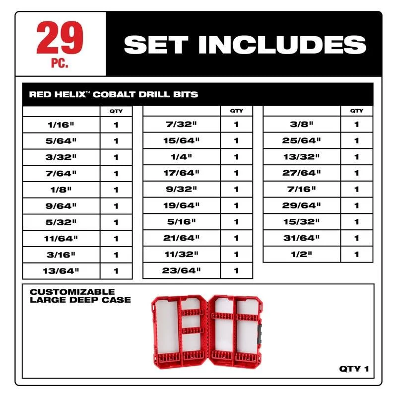 Milwaukee 48-89-2332 RED HELIX Cobalt Drill Bit Set - 29PC - Image 4