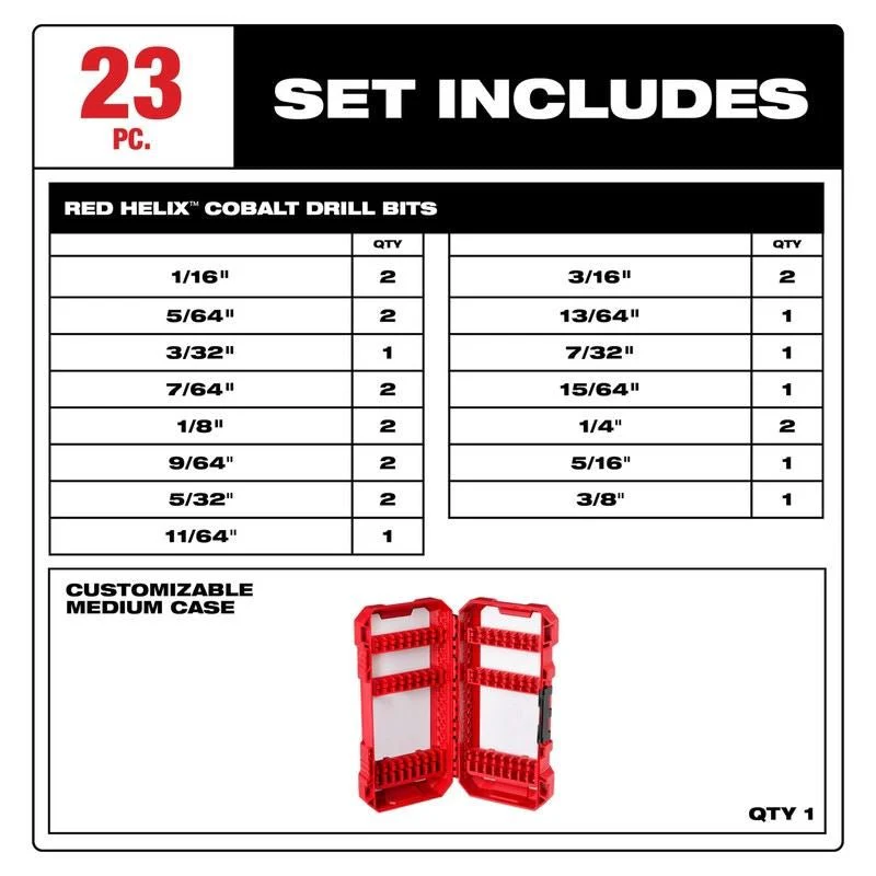 Milwaukee 48-89-2338 RED HELIX Cobalt Drill Bit Set - 23PC - Image 4