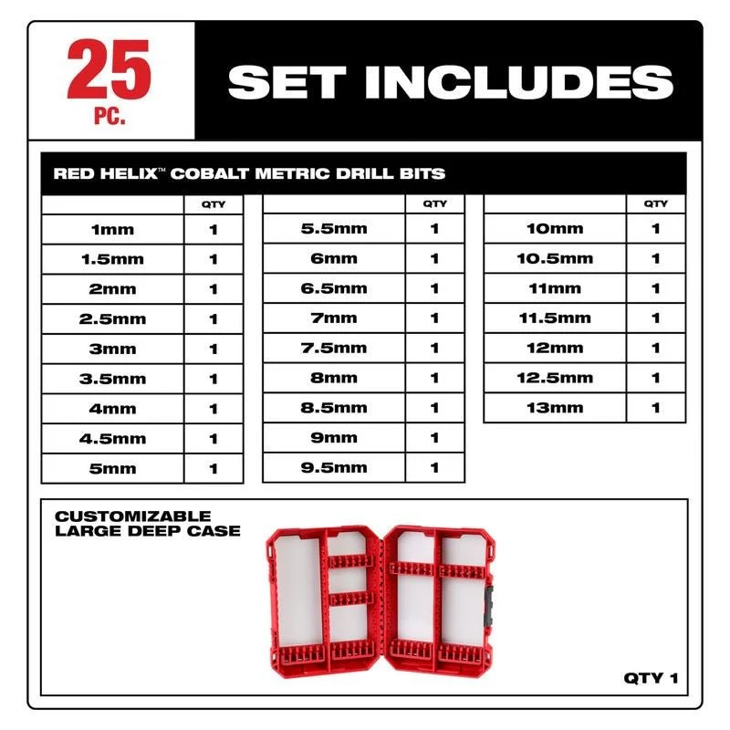 Milwaukee 48-89-2531 RED HELIX Cobalt Metric Drill Bit Set - 25PC - Image 4