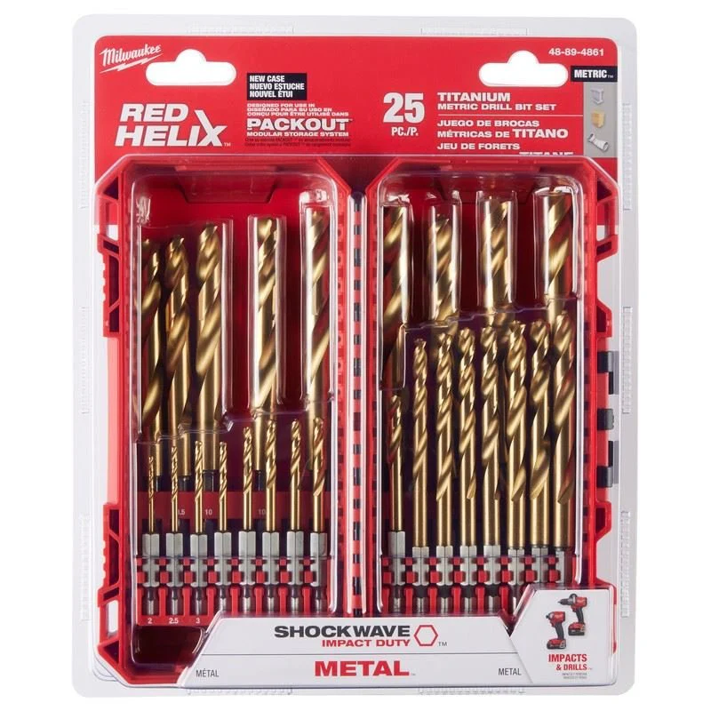 Milwaukee 48-89-4861 SHOCKWAVE Impact Duty RED HELIX Titanium Metric Drill Bit  Set - 25PC - Image 2