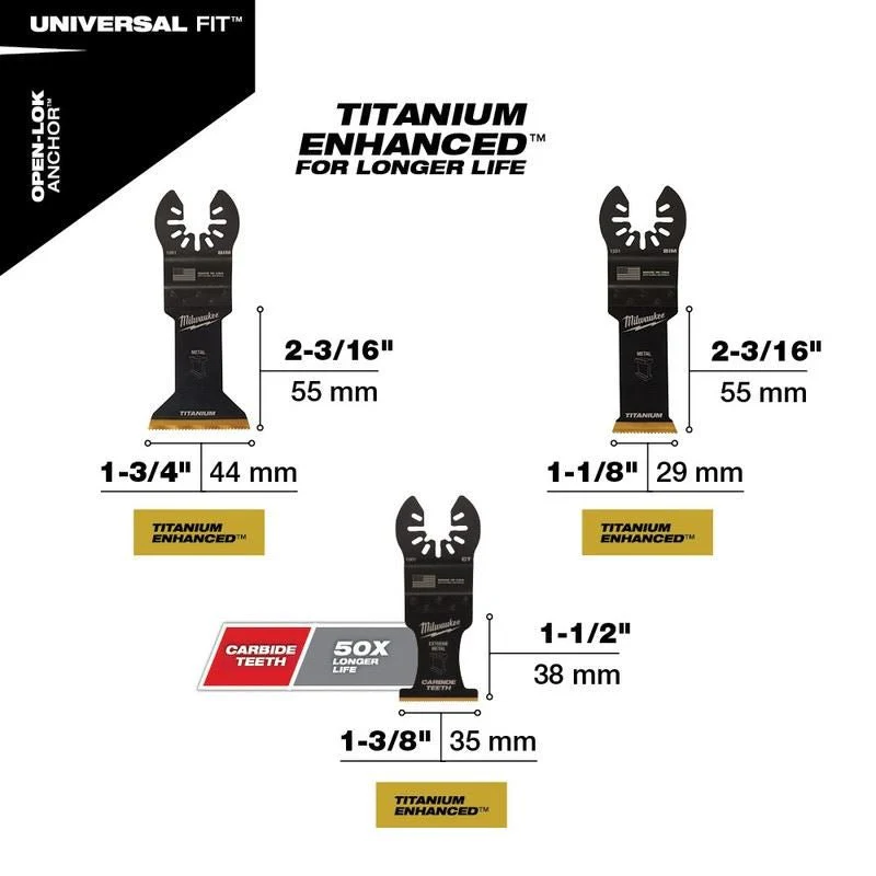 Milwaukee 49-10-9006 OPEN-LOK 3pc Metal Cutting Multi-Tool Blade Variety Pack - Image 4
