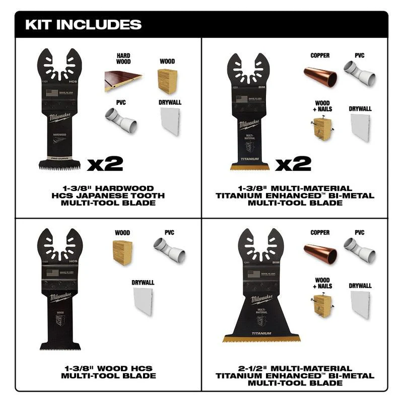 Milwaukee 49-10-9112 OPEN-LOK 6pc Multi-Tool Blade Kit - Image 7