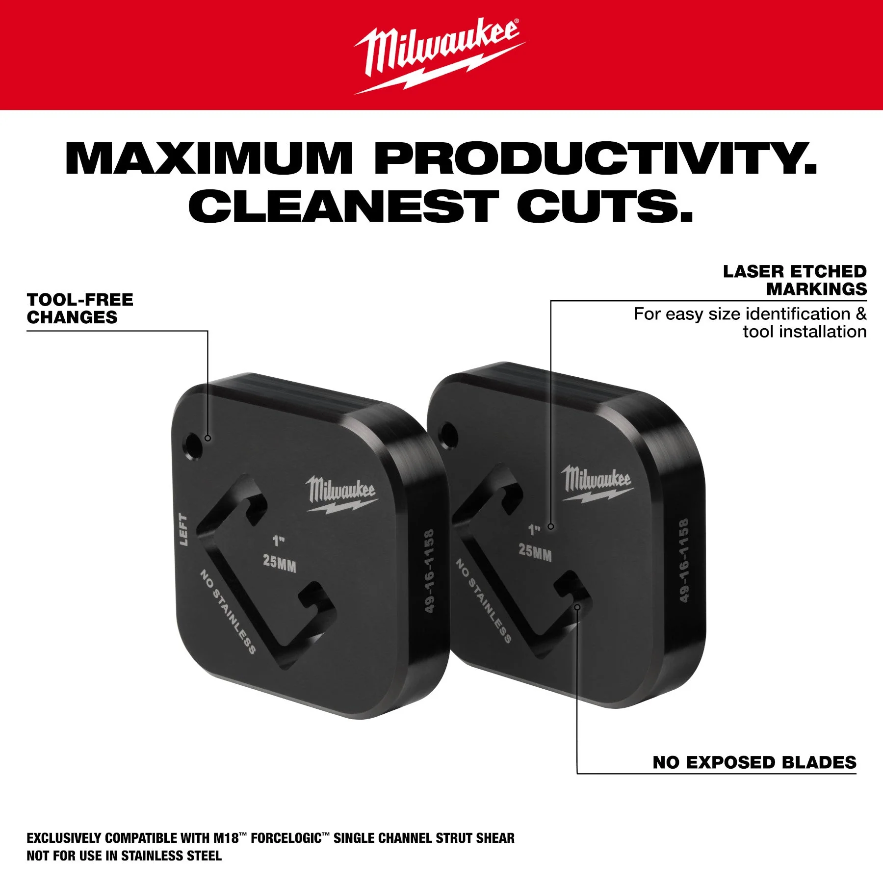 Milwaukee 49-16-1158 1" x 1-5/8 Strut Shearing Dies - Image 4