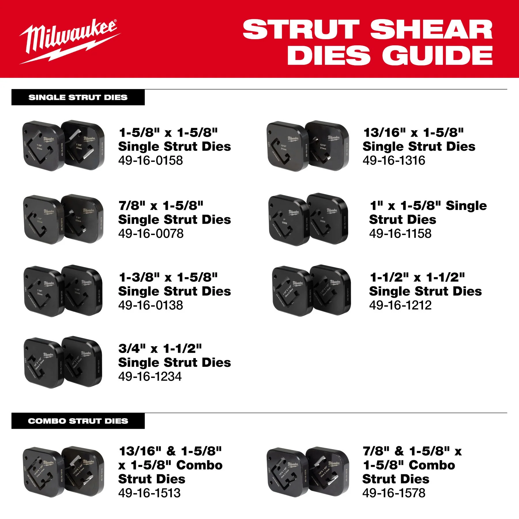 Milwaukee 49-16-1158 1" x 1-5/8 Strut Shearing Dies - Image 6