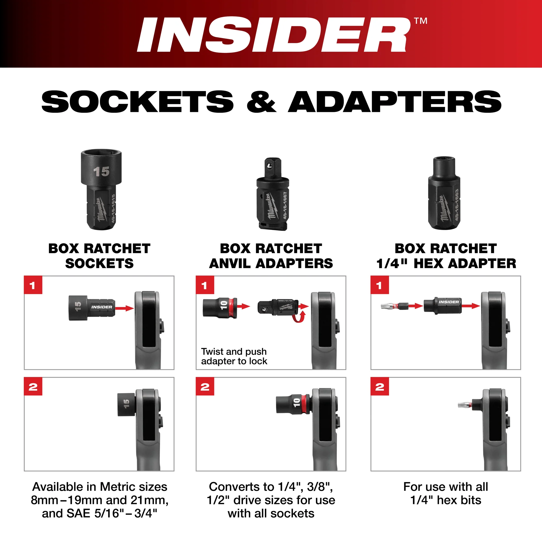 Milwaukee 49-16-1667 INSIDER™ Box Ratchet 1/4" Anvil Adapter - Image 4
