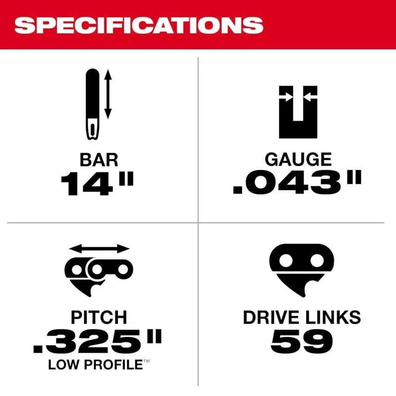 Milwaukee 49-16-2745 14in Top Handle Chainsaw Guide Bar - Image 3