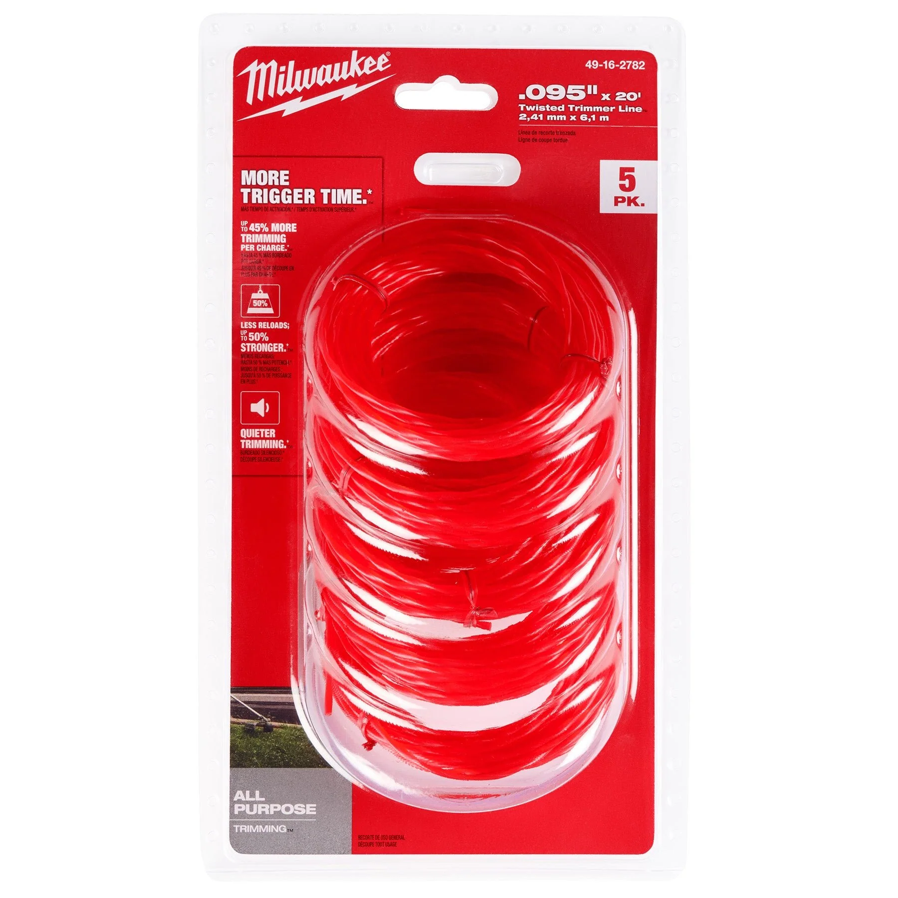 Milwaukee 49-16-2782 095" x 20’ (5 pk) Pre-Cut Twisted Trimmer Line - Image 3