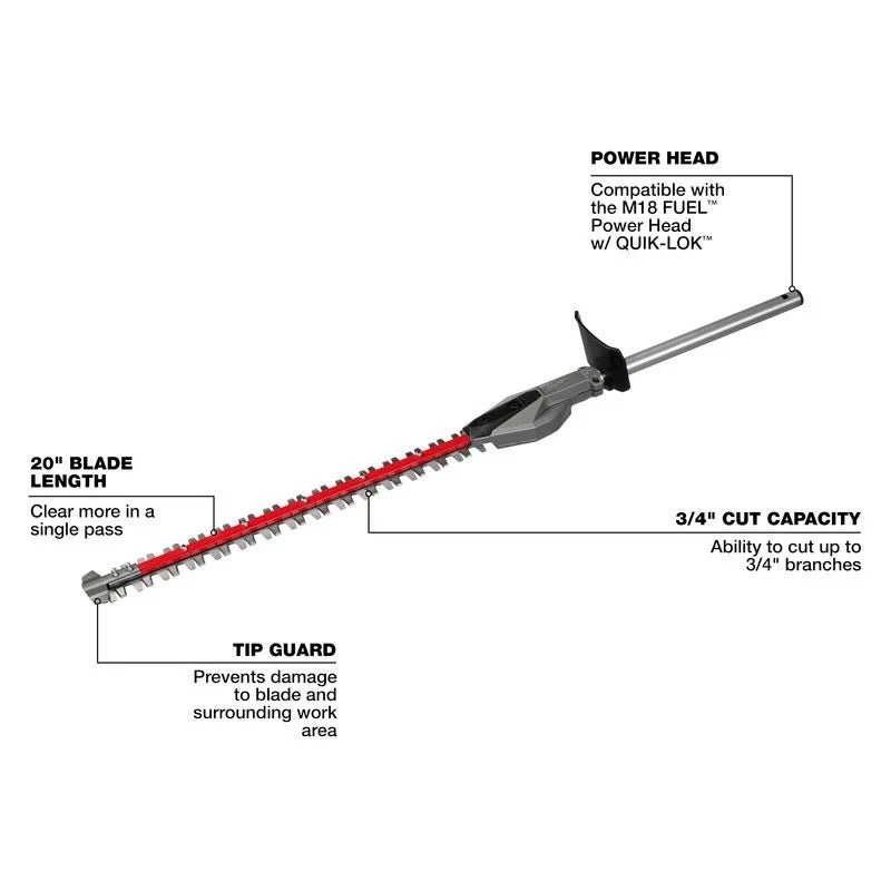 Milwaukee 49-16-2796 M18 FUEL QUIK-LOK Hedge Trimmer Attachment - Image 2