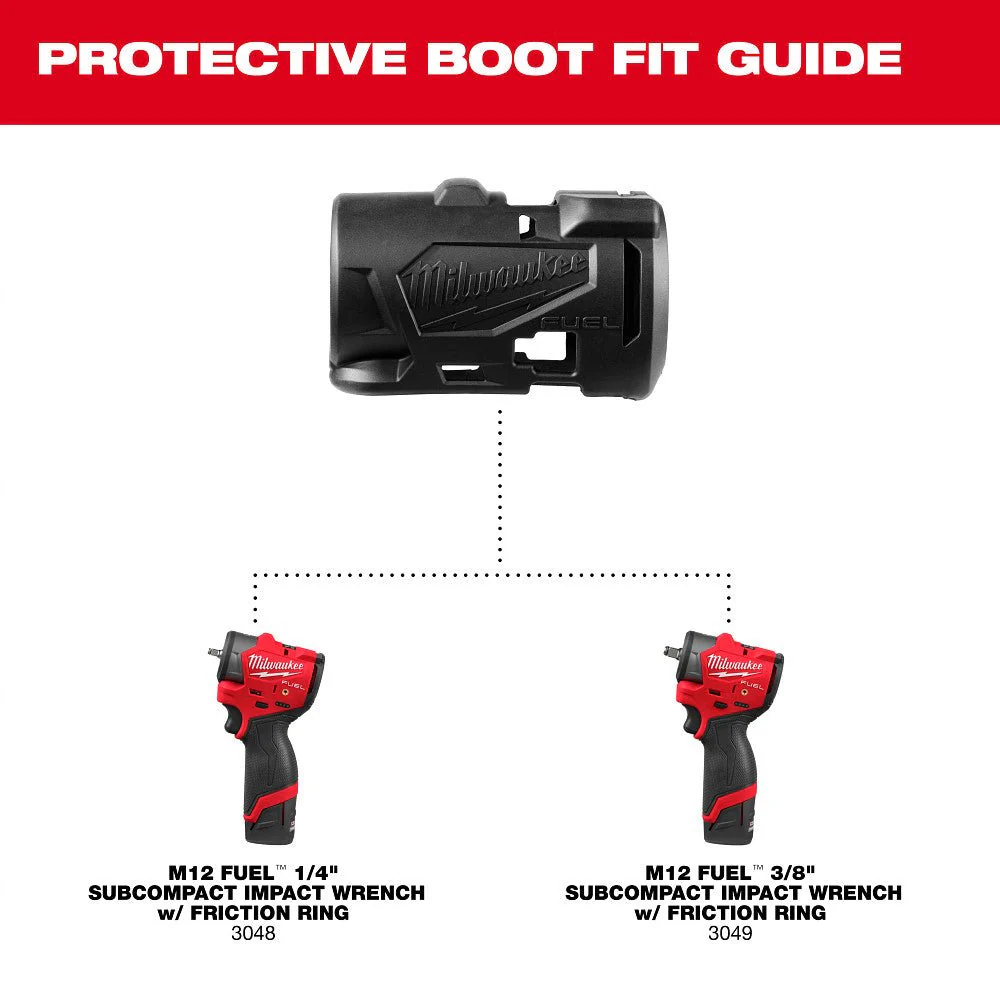 Milwaukee 49-16-3049 M12 FUEL™ 1/4" & 3/8" Subcompact Impact Wrench w/ Friction Ring Protective Boot - Image 3