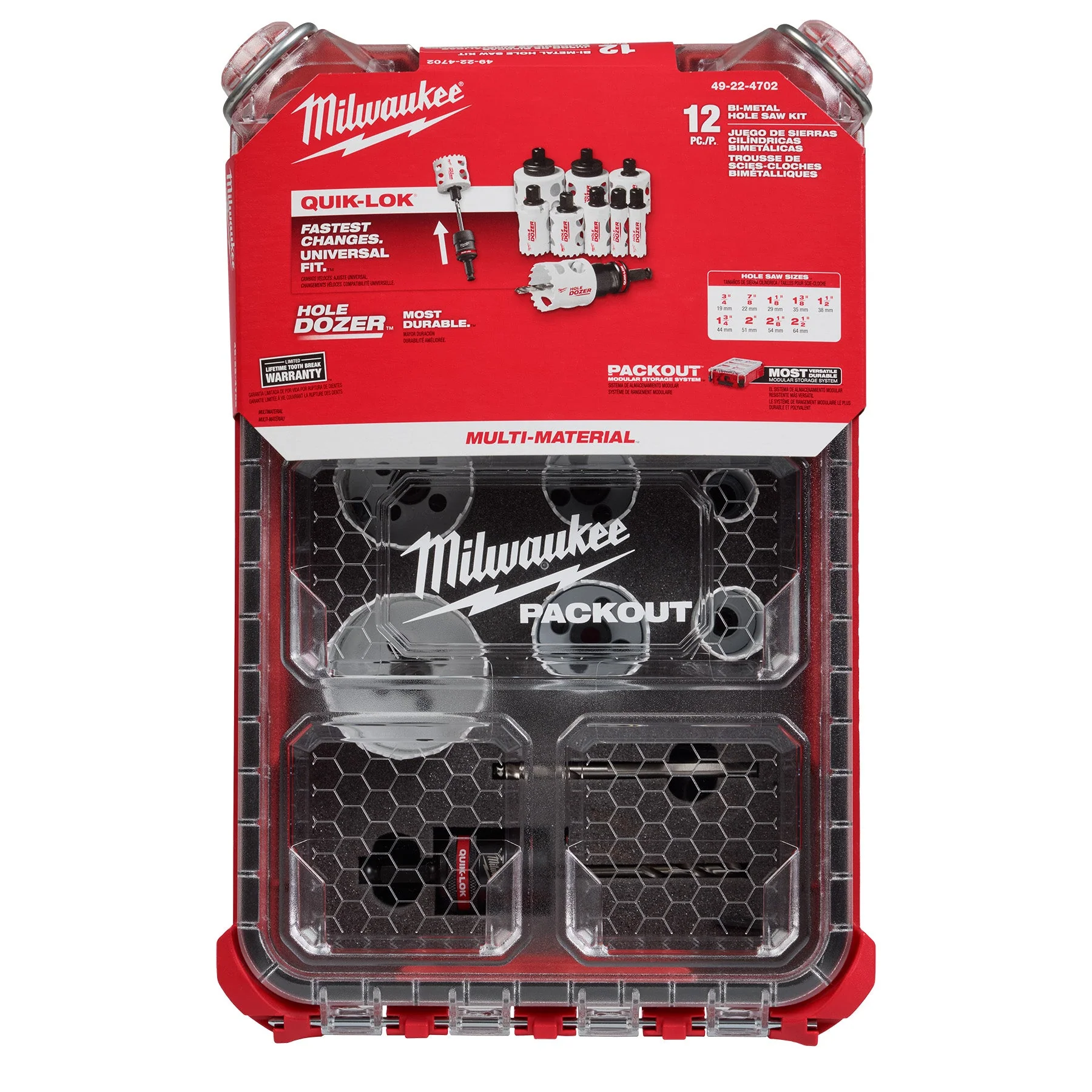 Milwaukee 49-22-4702 12PC QUIK LOK™ HOLE DOZER™ Bi-Metal Kit with PACKOUT™ Compact Organizer - Image 3