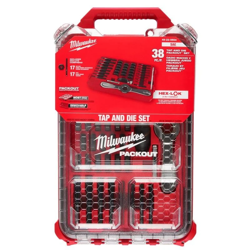 Milwaukee 49-22-5604 38PC SAE Tap and Die PACKOUT Set w/ Hex-LOK 2-in-1 Handle - Image 7