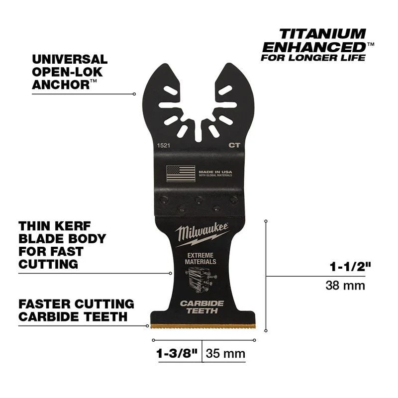Milwaukee 49-25-1521 OPEN-LOK 1-3/8 in Titanium Enhanced Carbide Teeth Multi-Material Blade 1 Pk - Image 10