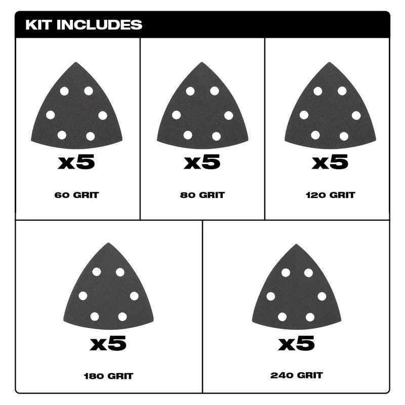 Milwaukee 49-25-2025 OPEN-LOK 3-1/2 in Triangle Sandpaper Variety Pack 25pc - Image 2