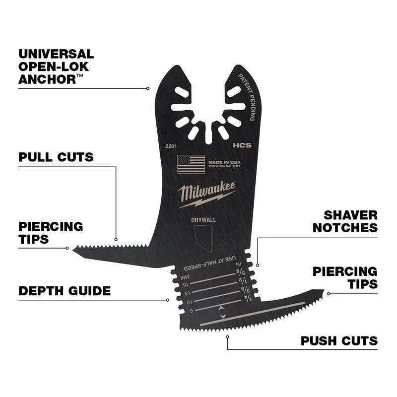 Milwaukee 49-25-2281 OPEN-LOK 5-in-1 Drywall Blade 1 Pk - Image 6