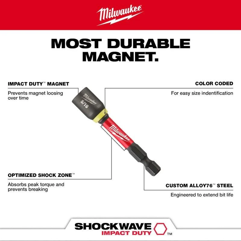 Milwaukee 49-66-4566 4pc Magnetic Nut Setter Set - 2-9/16in - Image 2