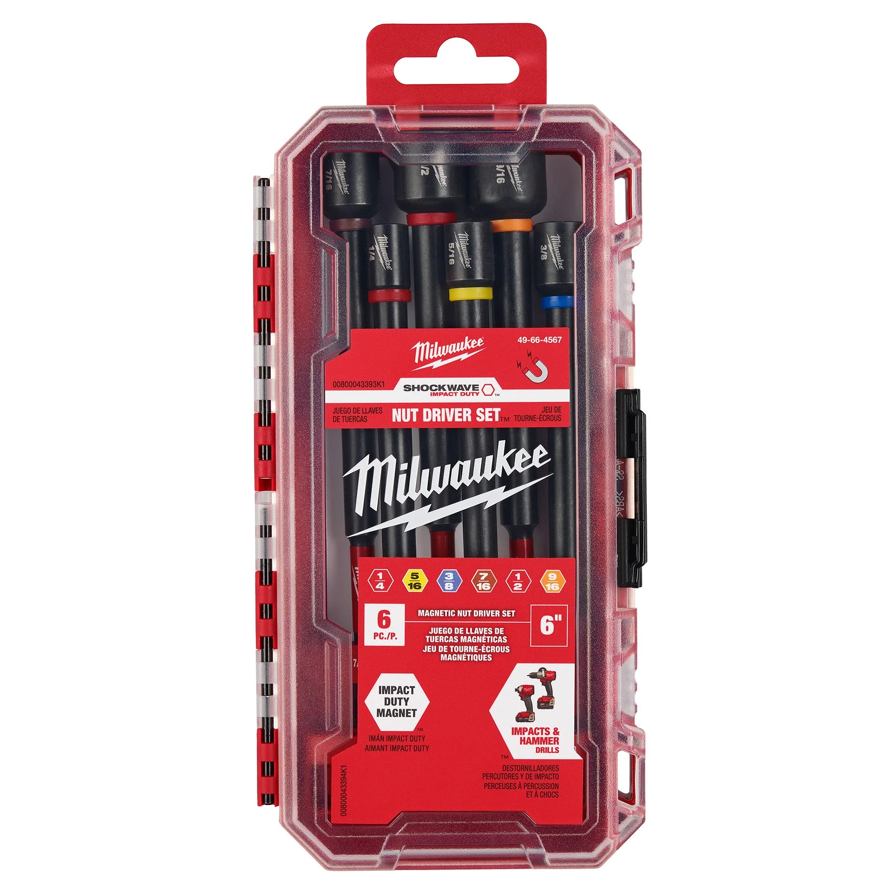 Milwaukee 49-66-4567 SHOCKWAVE Impact Duty™ 6" Magnetic Nut Driver Set 6PC - Image 4