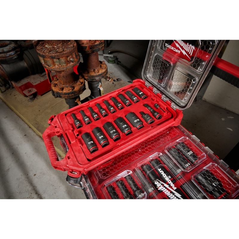 Milwaukee 49-66-6800 SHOCKWAVE Impact Duty Socket 3/8in Dr 17PC SAE PACKOUT Set - Image 3